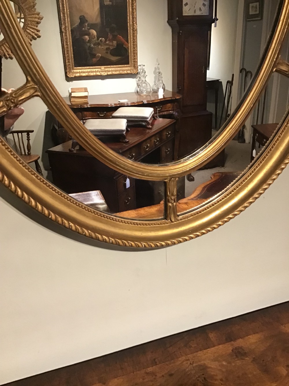 Antique oval gilt mirror View II
