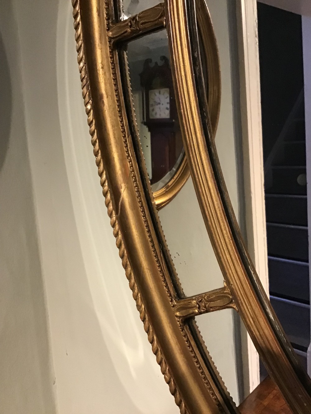 Antique oval gilt mirror View III