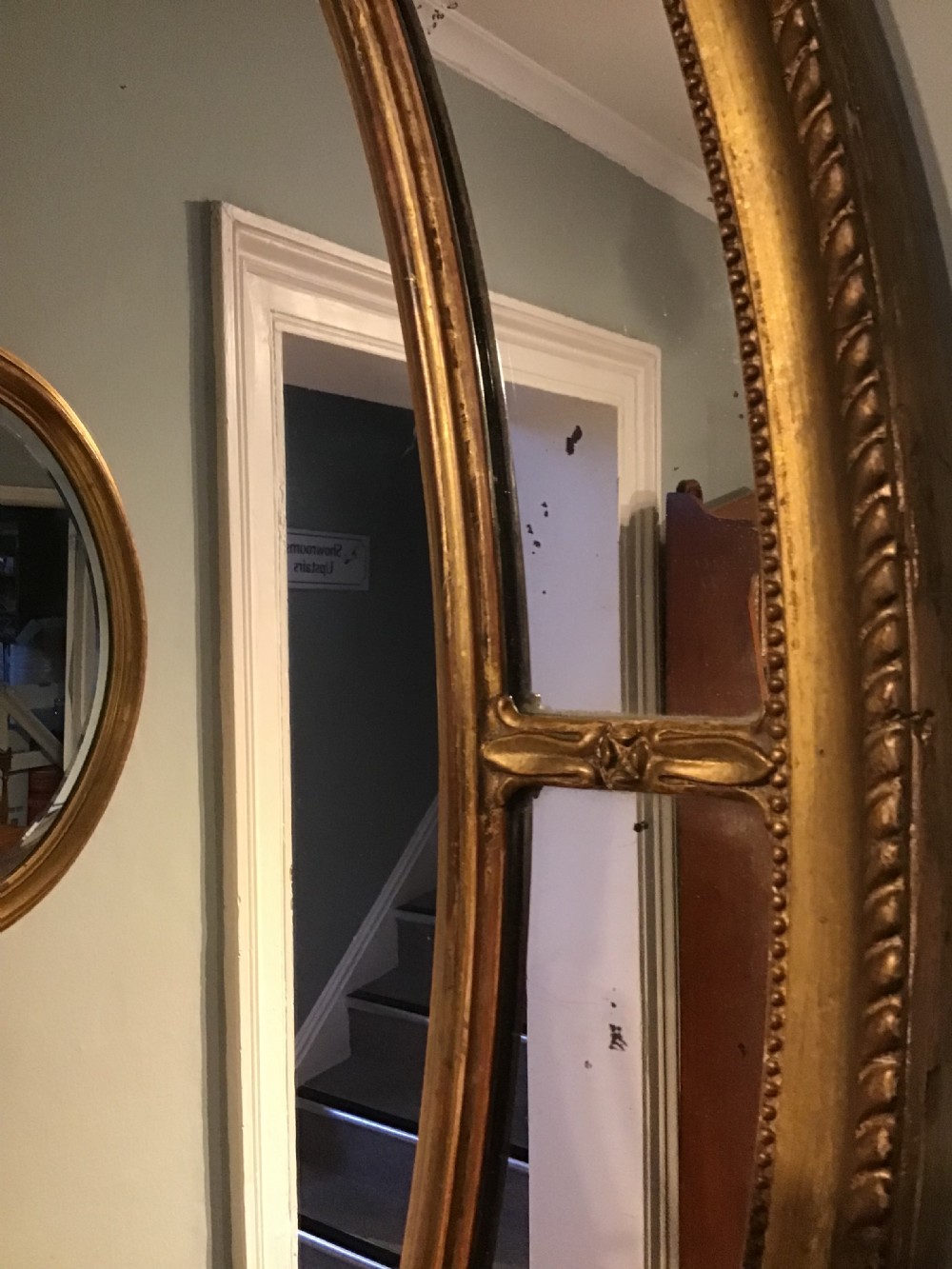 Antique oval gilt mirror View IV