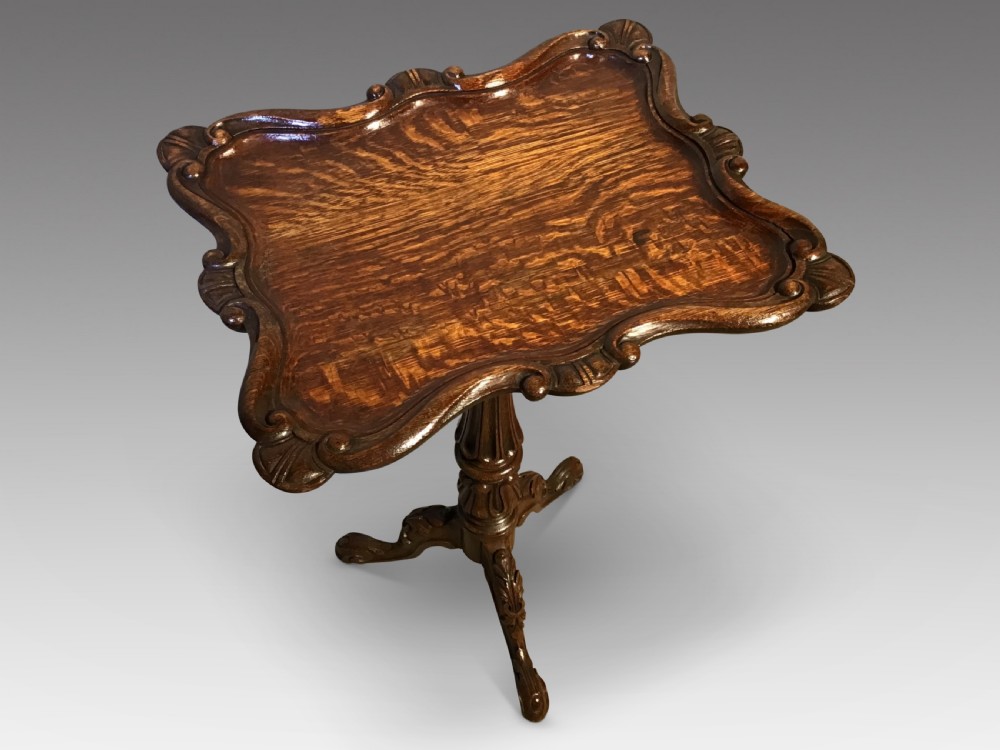 Antique oak tripod table View II