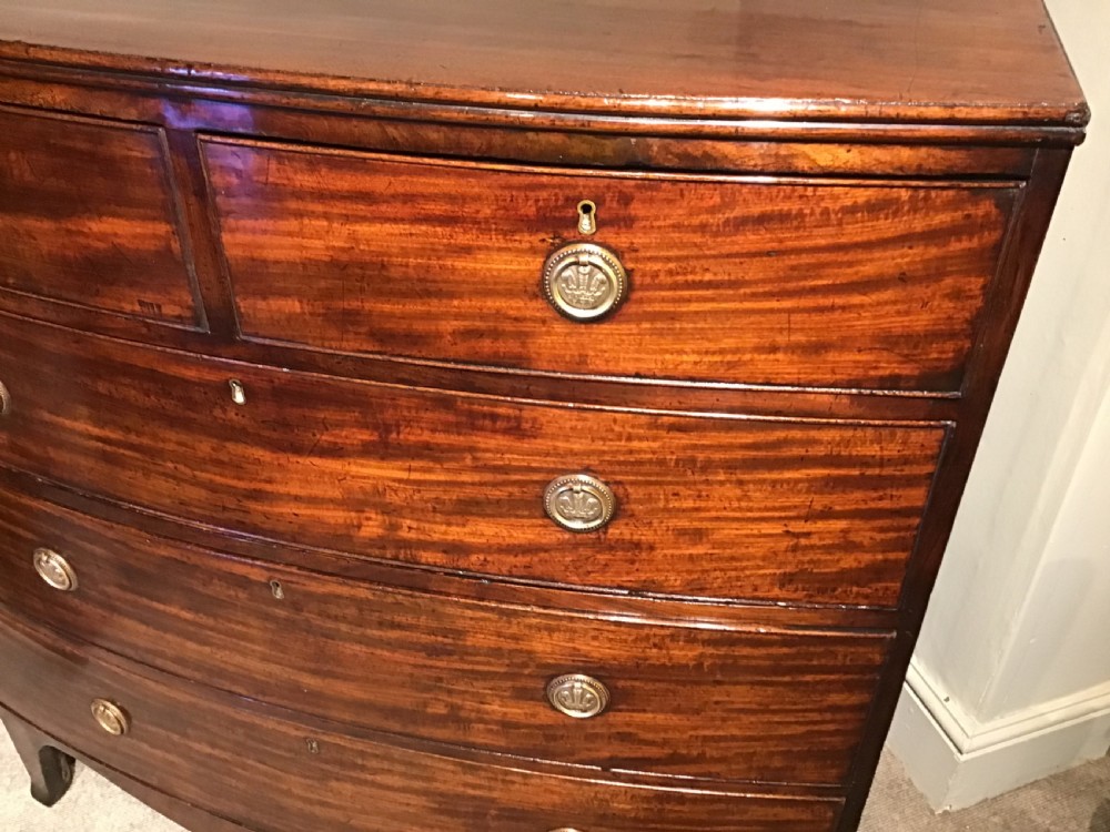 Antique bow front chest of drawers View IV