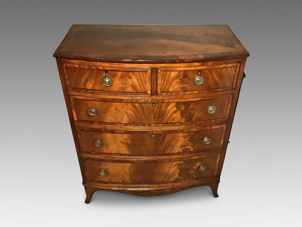 Antique bow front chest of drawers View II