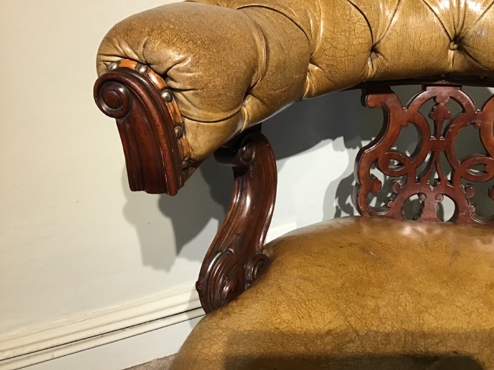 Antique mahogany and leather desk chair View III