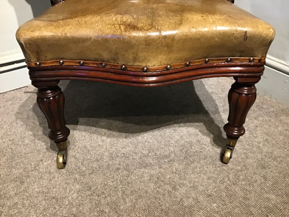 Antique mahogany and leather desk chair View IV
