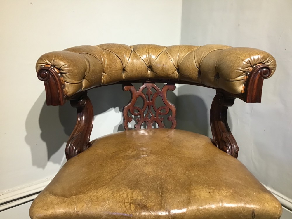 Antique mahogany and leather desk chair View V