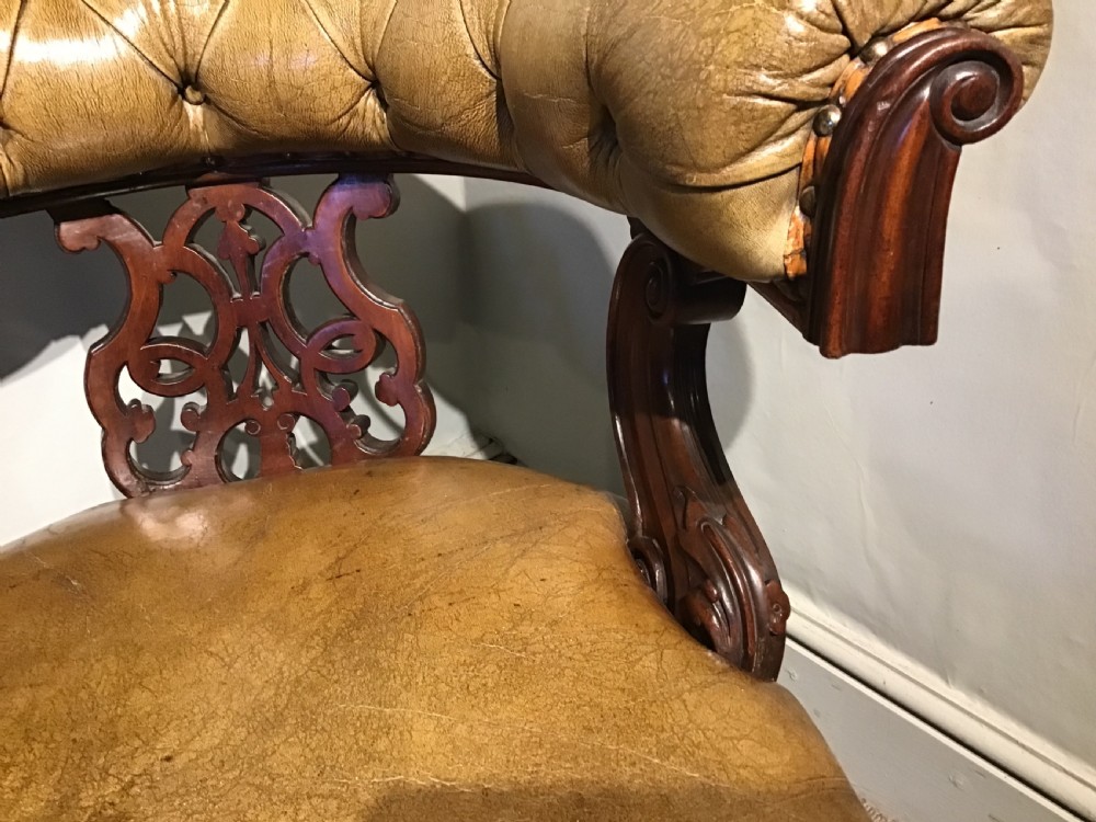 Antique mahogany and leather desk chair View VI