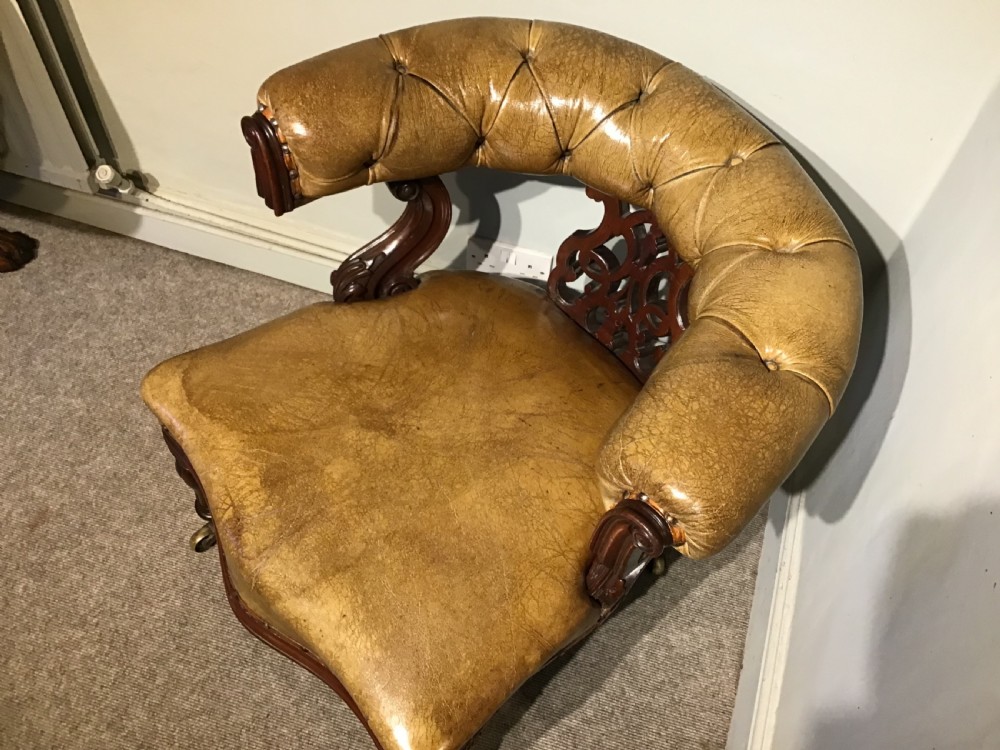 Antique mahogany and leather desk chair View VII