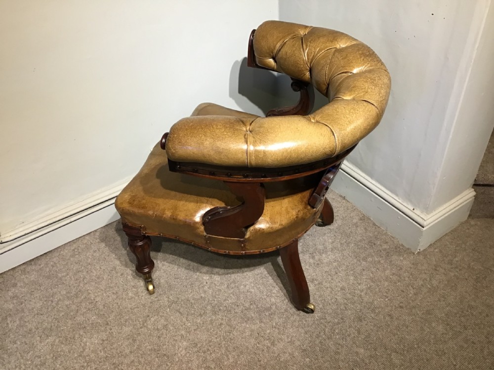 Antique mahogany and leather desk chair View VIII