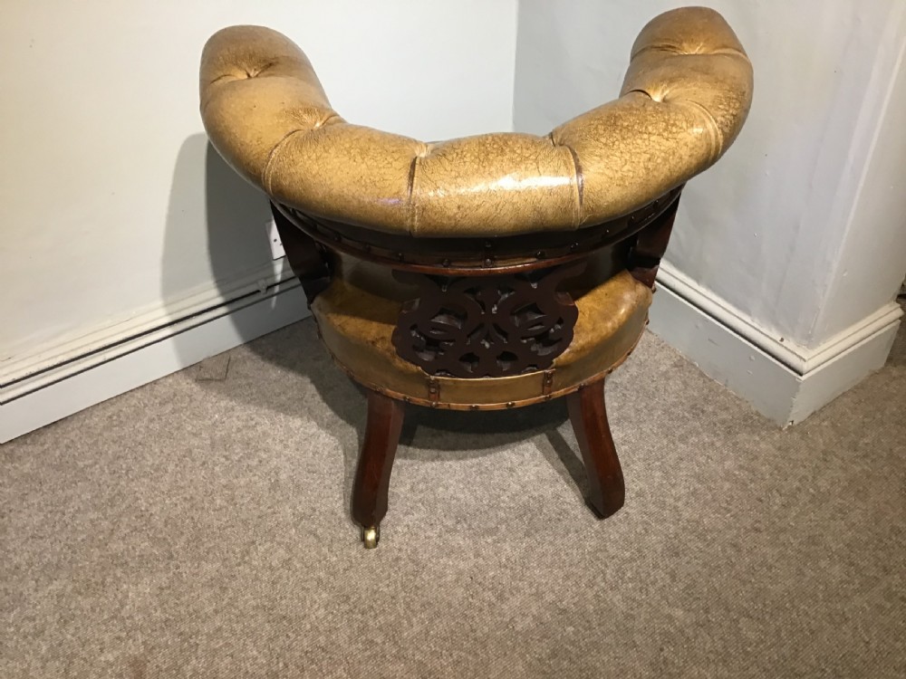 Antique mahogany and leather desk chair View IX