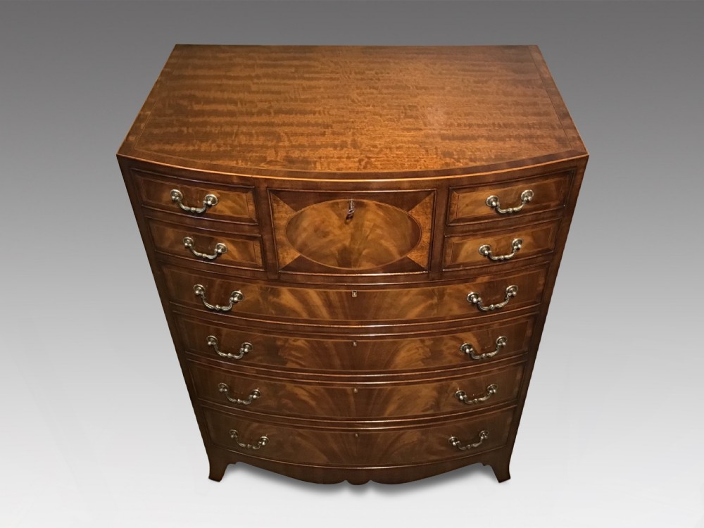 Antique bow front chest of drawers View II