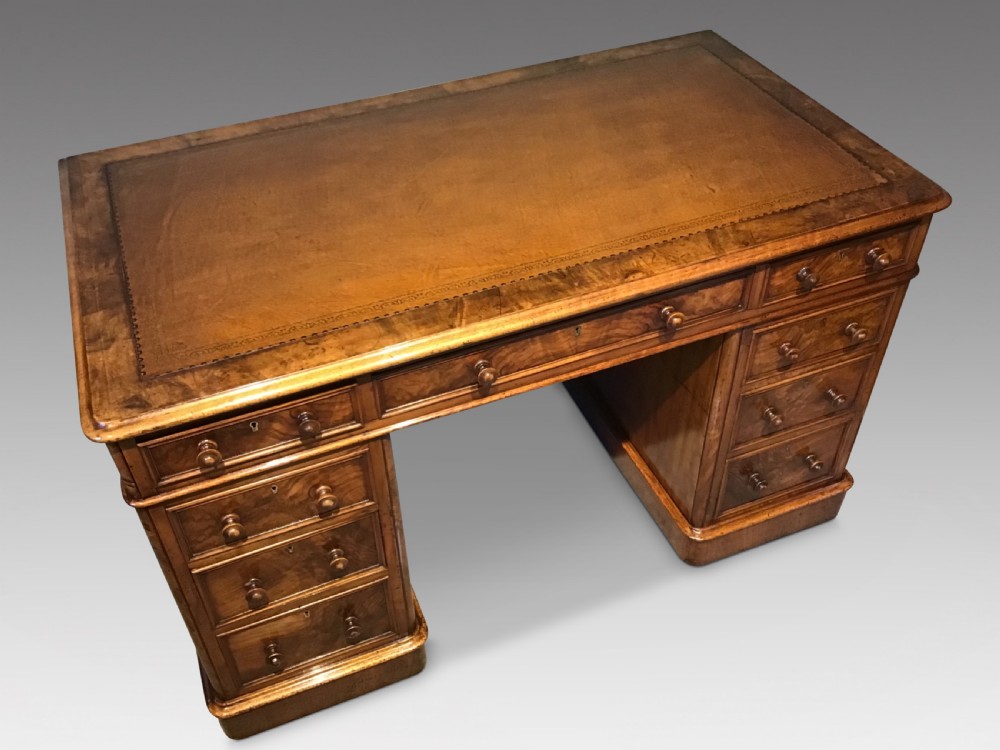 Antique walnut pedestal desk View II