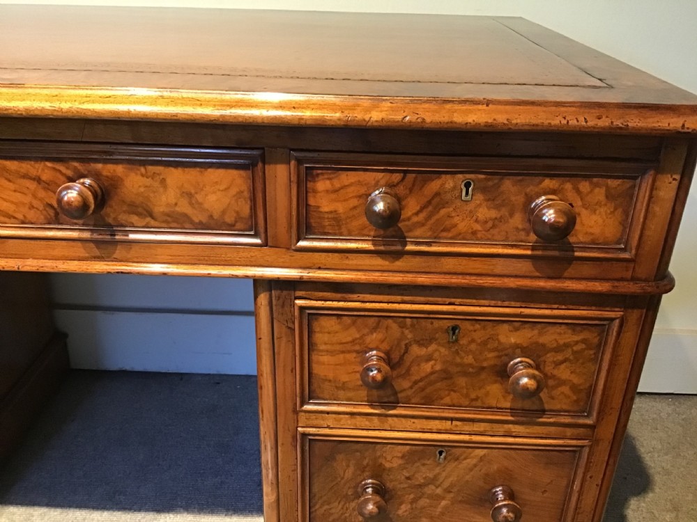 Antique walnut pedestal desk View VI