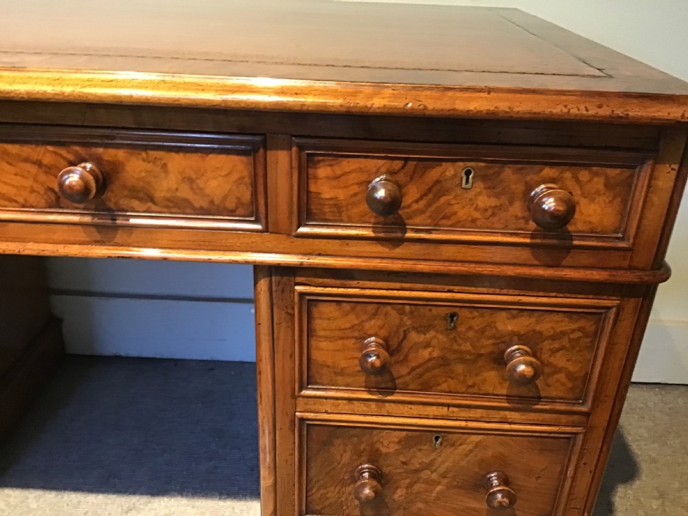 Antique walnut pedestal desk View VII