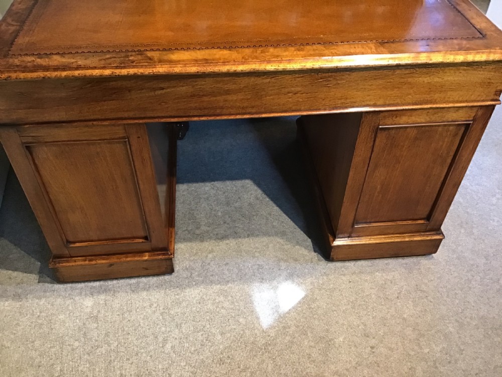 Antique walnut pedestal desk View XI