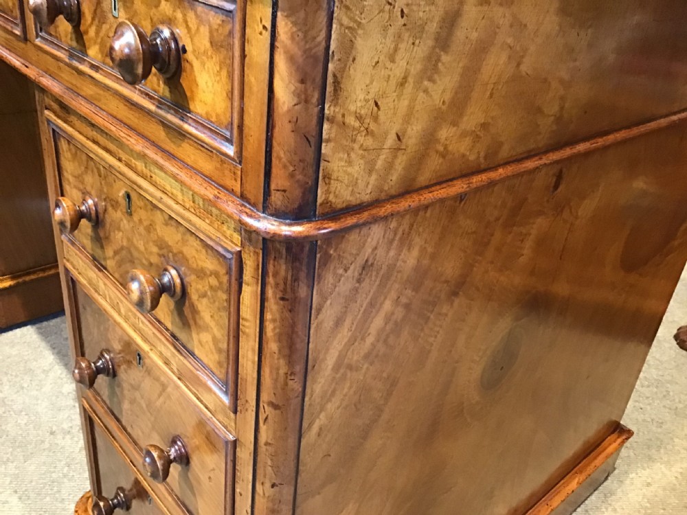 Antique walnut pedestal desk View XIV