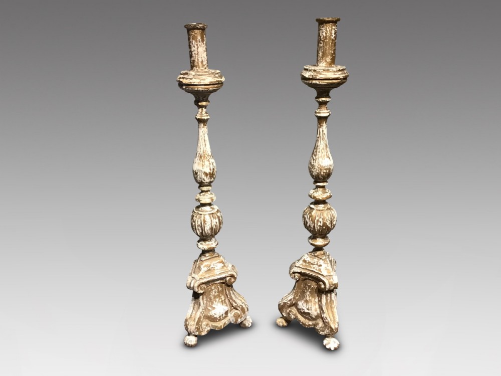 Pair of pricket candlesticks
