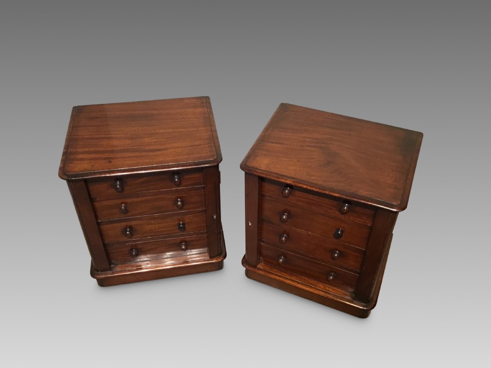 A pair of antique mahogany miniature Wellington chests View II