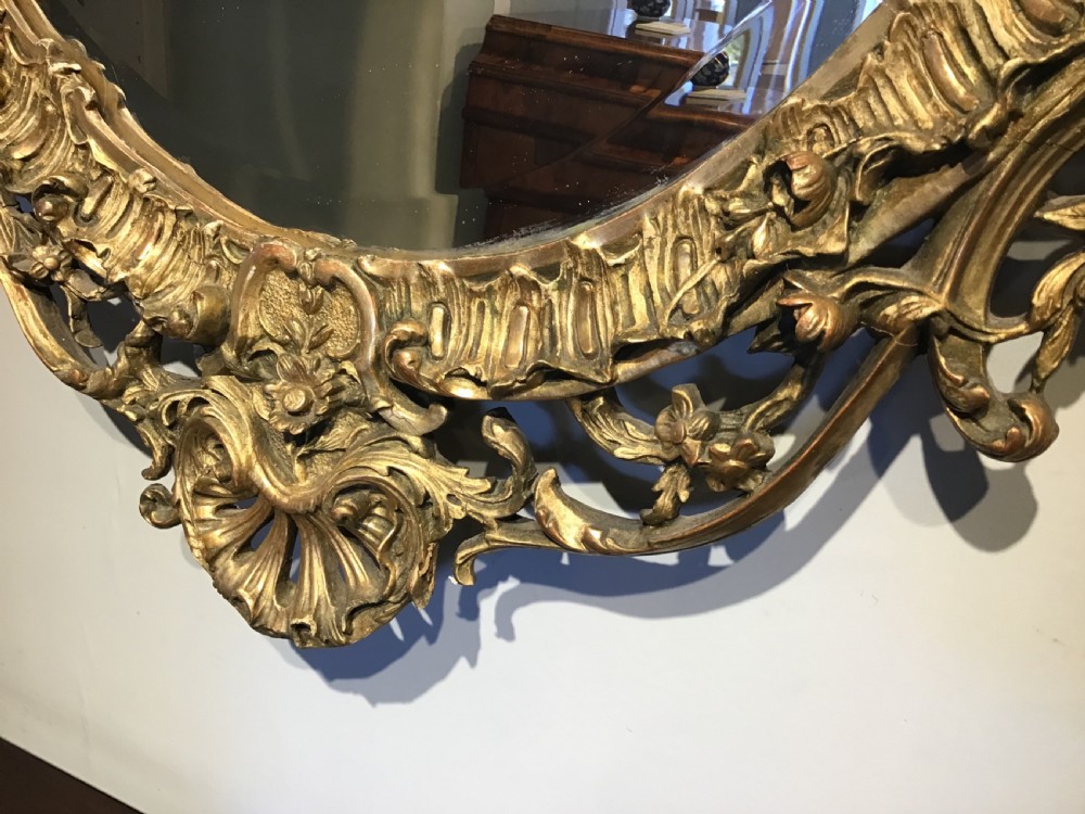 Antique gilt oval mirror View II