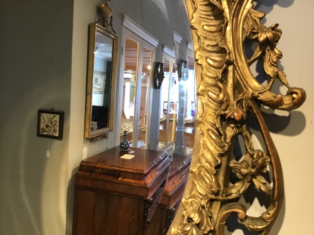 Antique gilt oval mirror View IV