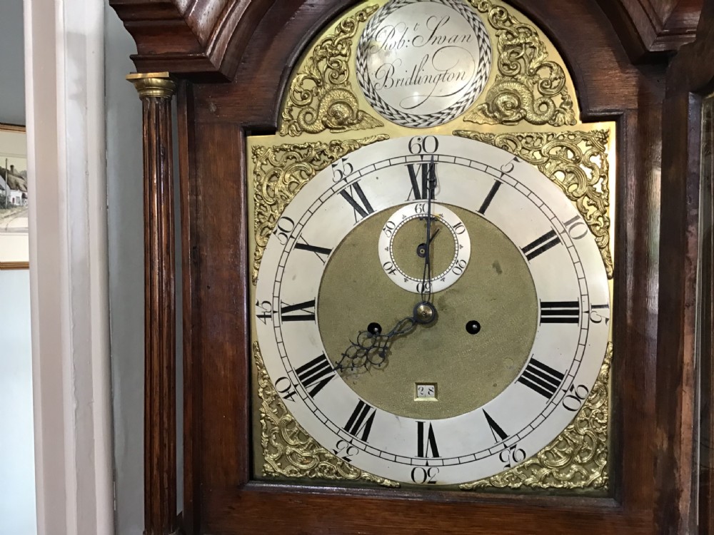 Antique oak longcase clock View III