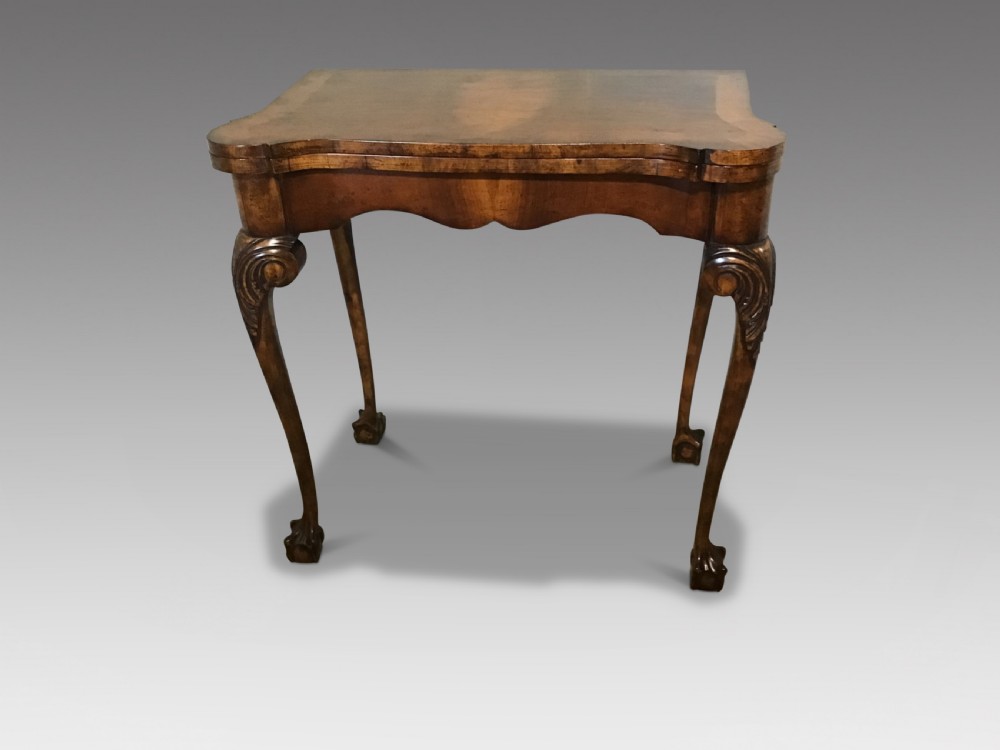 Antique walnut card table View II