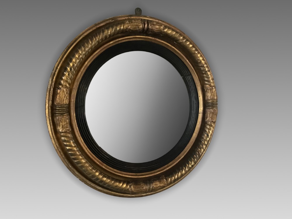 Antique gilt framed convex mirror