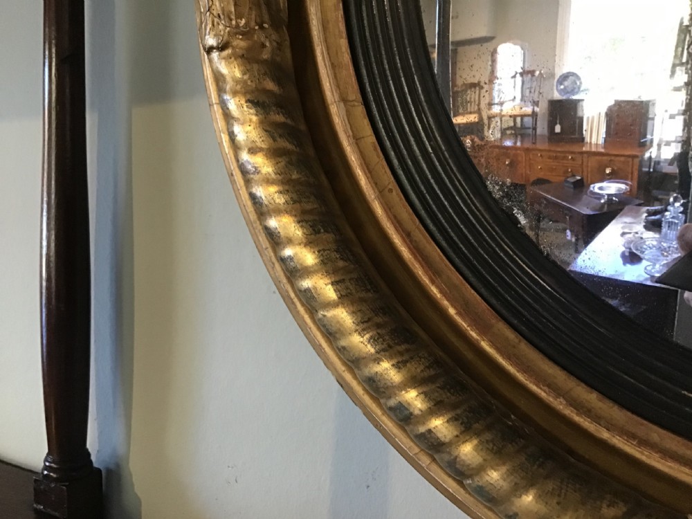 Antique gilt framed convex mirror View IV