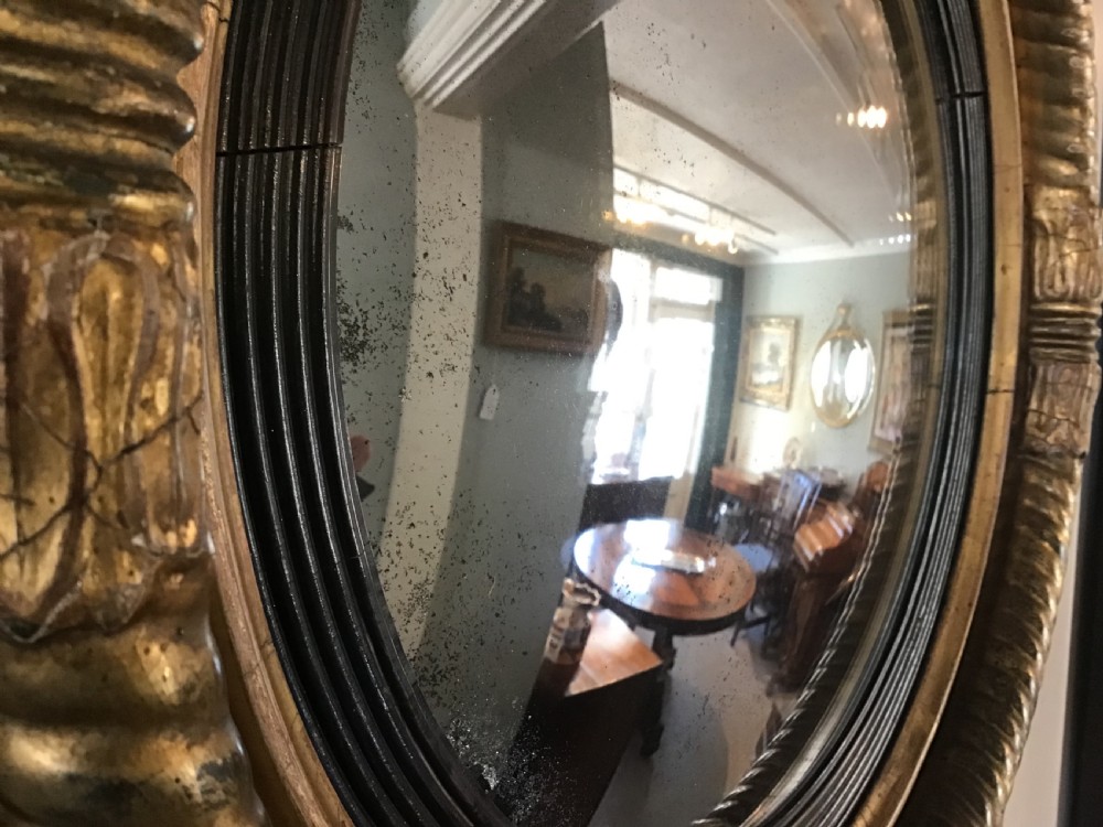 Antique gilt framed convex mirror View V