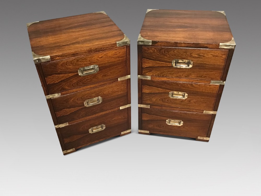 Pair of military style bedside chests