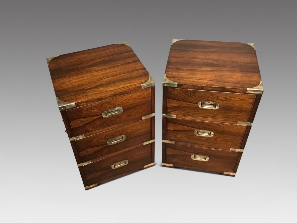 Pair of military style bedside chests View II