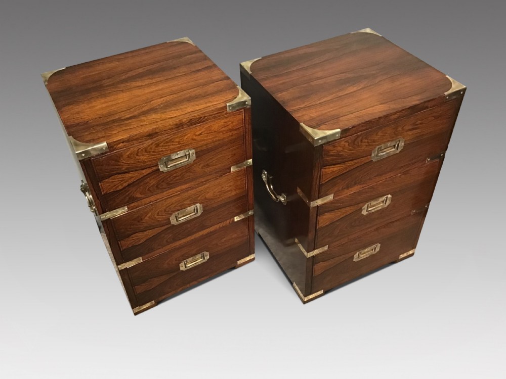 Pair of military style bedside chests View III