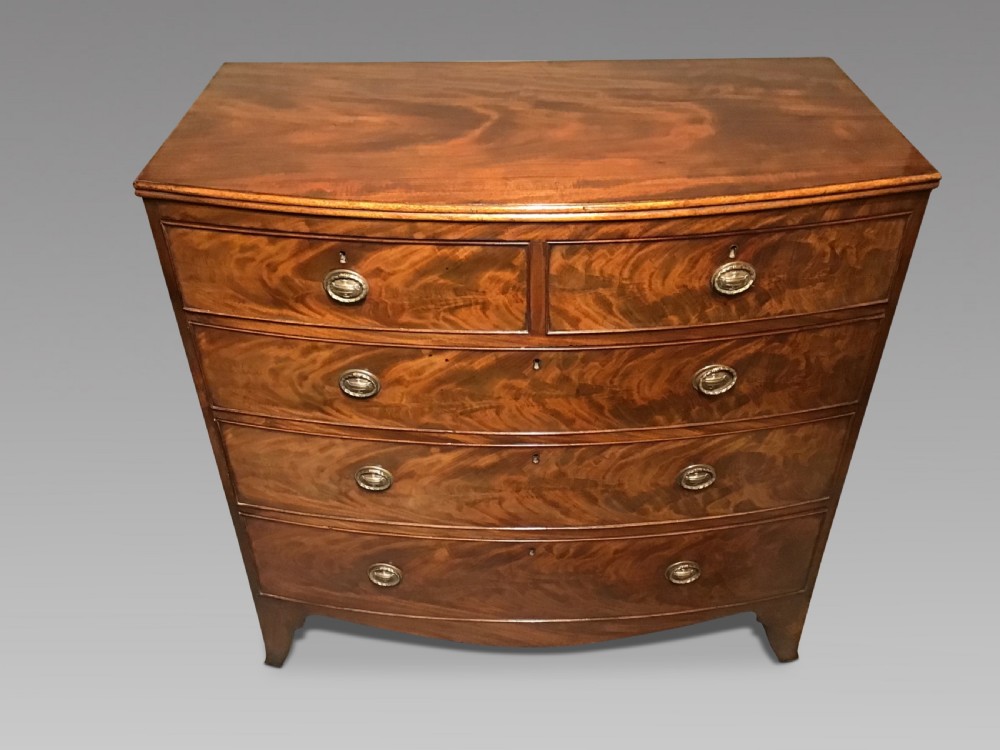 Antique bow front chest of drawers View II
