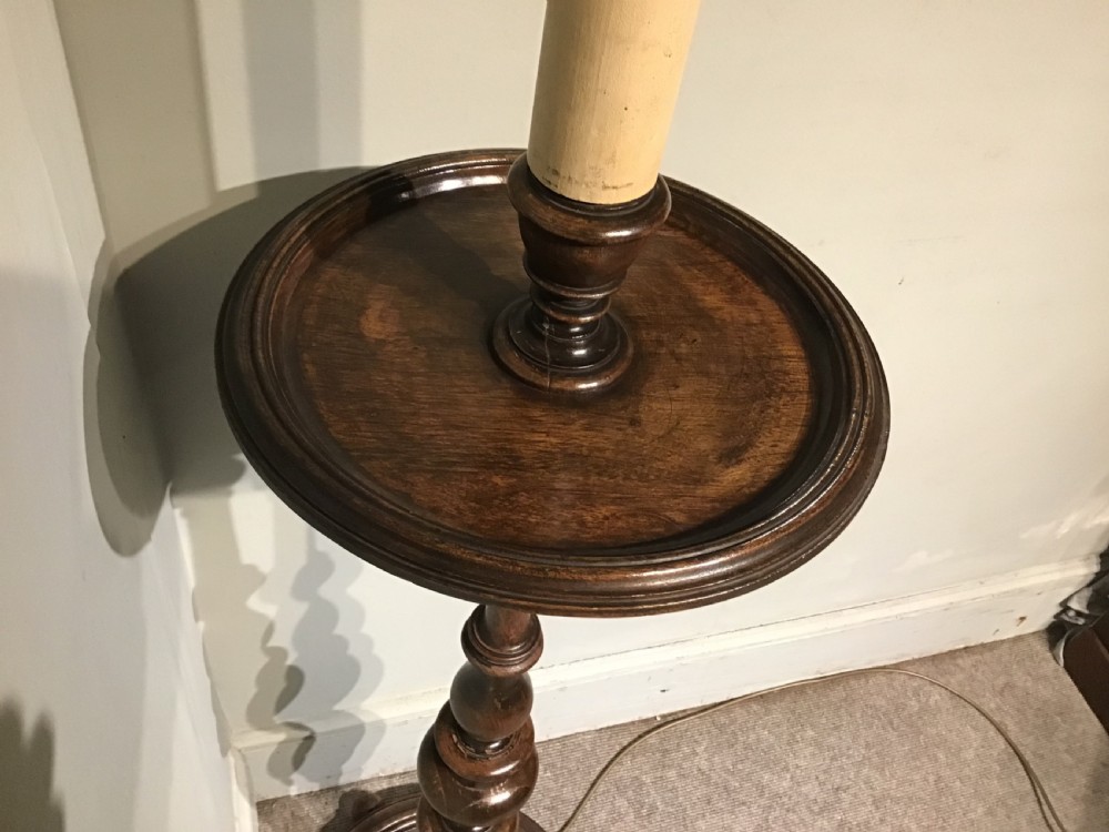 Antique walnut standard lamp table View II