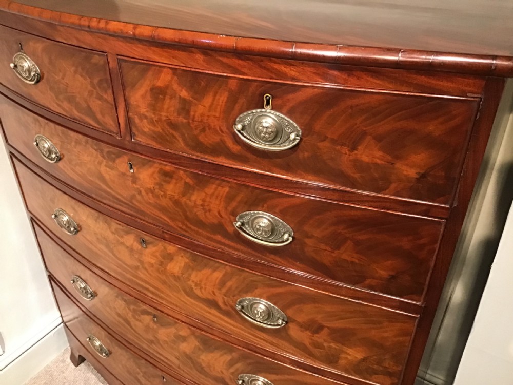 Antique mahogany bow front chest of drawers View III