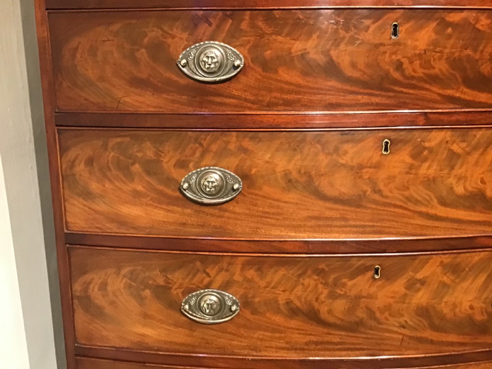 Antique mahogany bow front chest of drawers View V