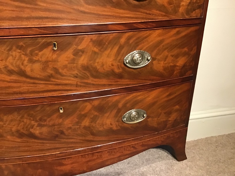 Antique mahogany bow front chest of drawers View VI