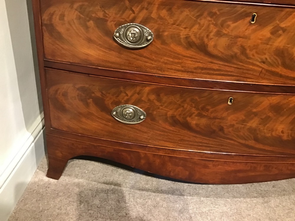 Antique mahogany bow front chest of drawers View VII