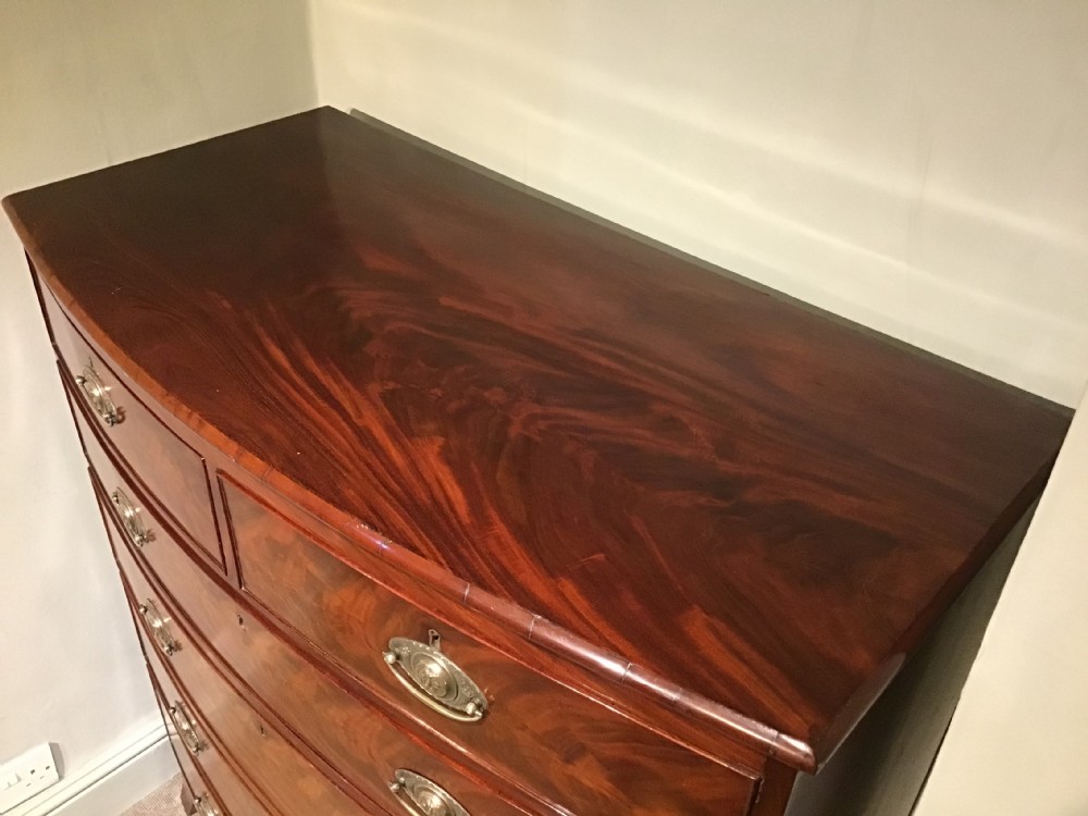 Antique mahogany bow front chest of drawers View X