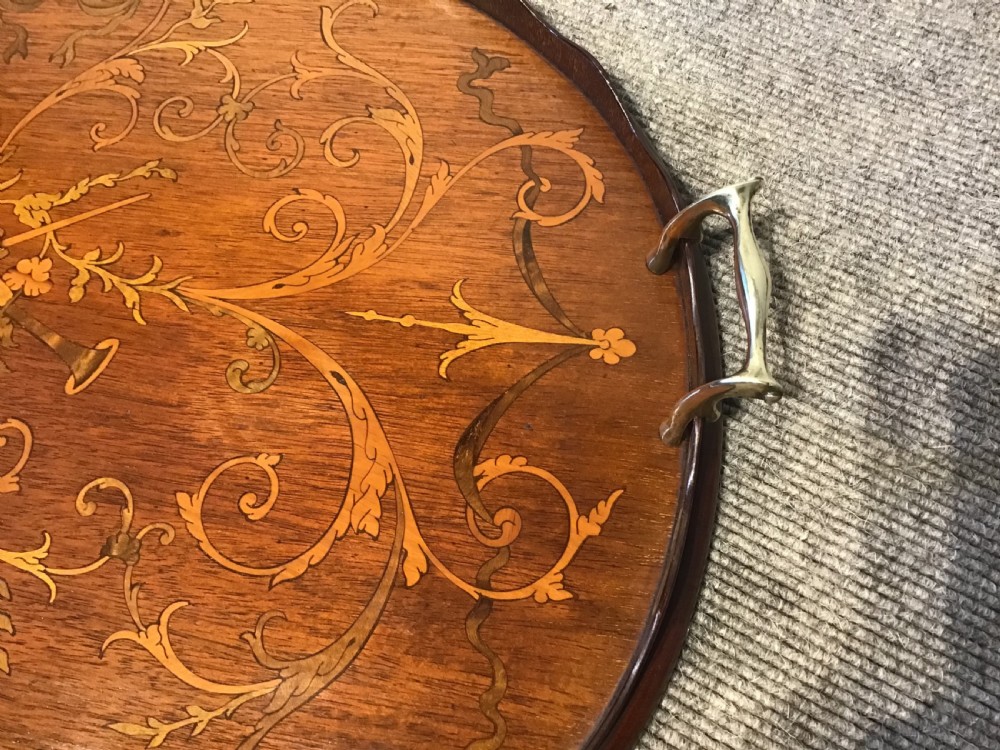 Antique inlaid mahogany tray View IV