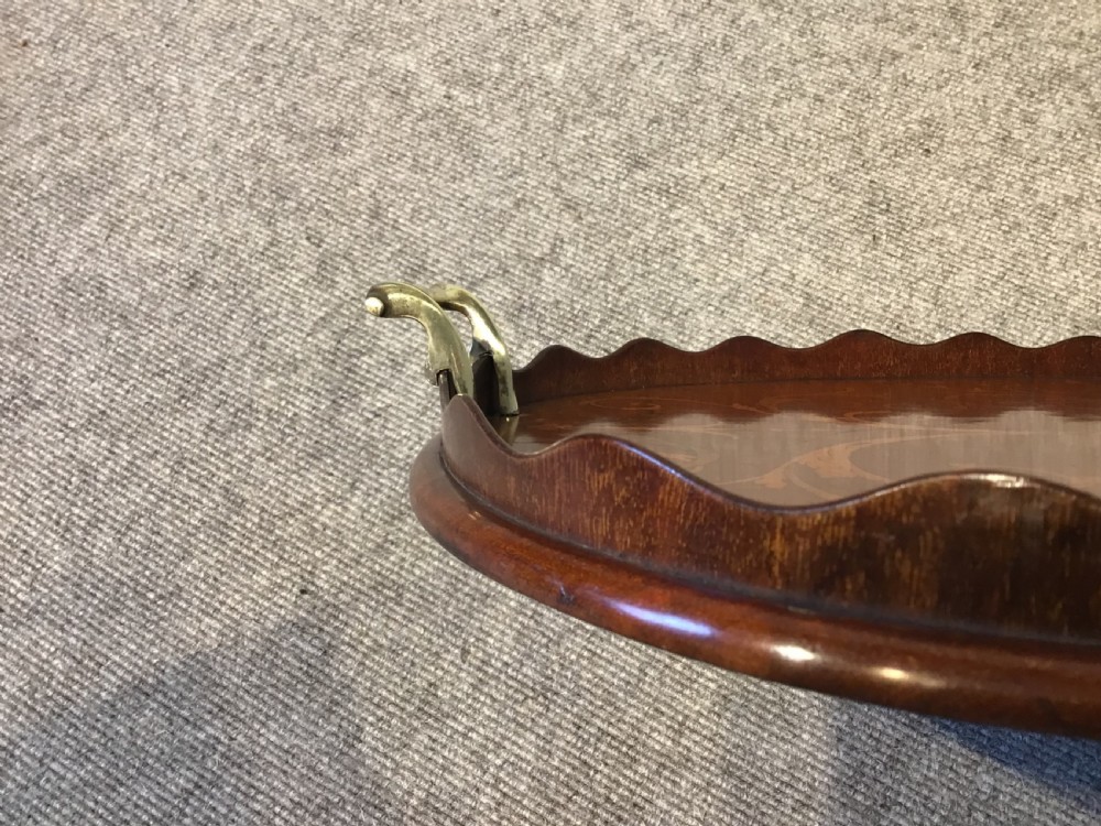 Antique inlaid mahogany tray View VI