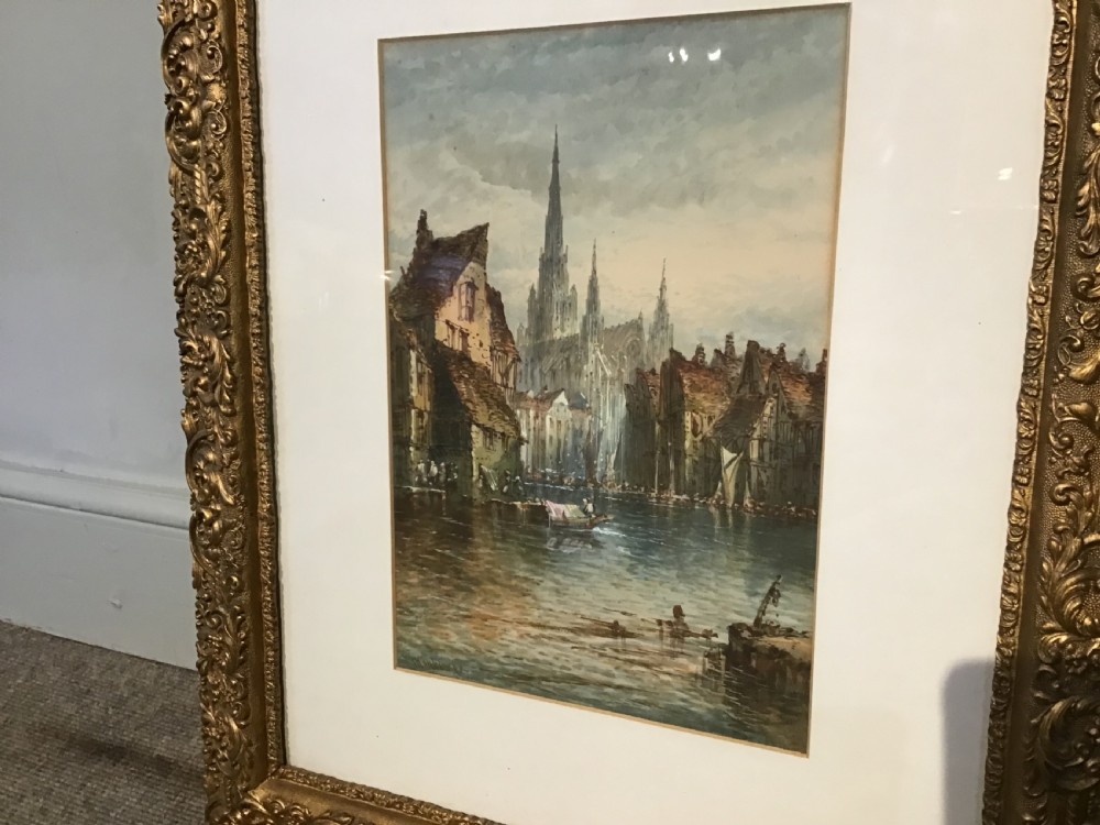 Pair of antique watercolours View VII