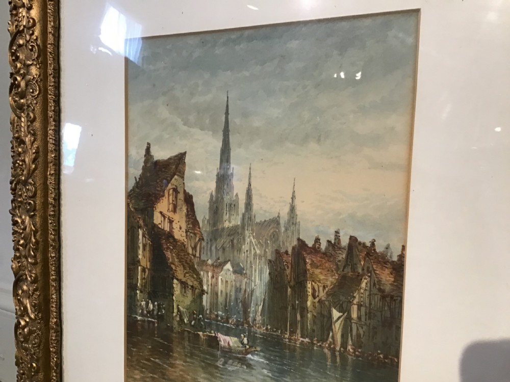 Pair of antique watercolours View IX