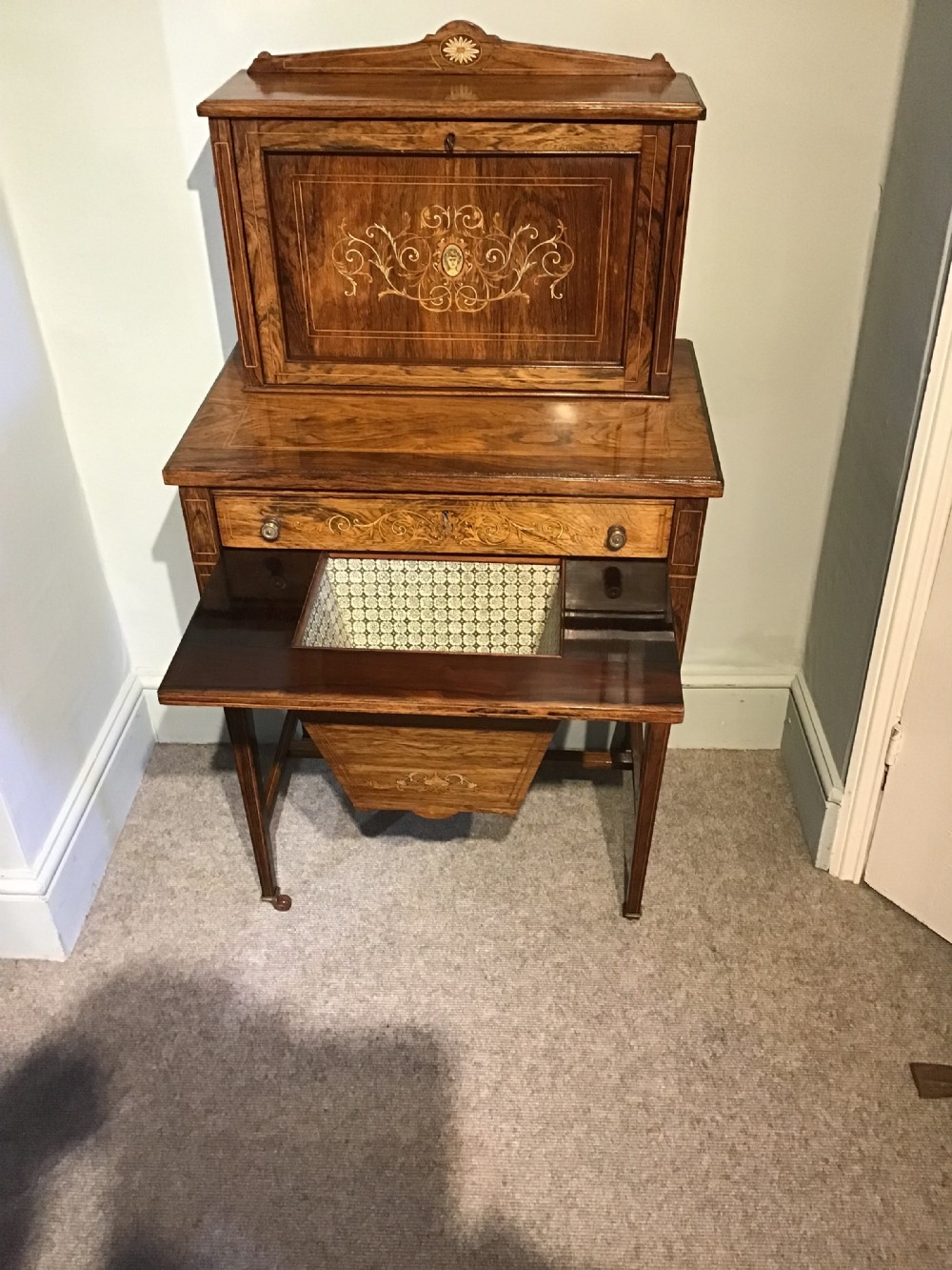 Antique ladies combination writing work table