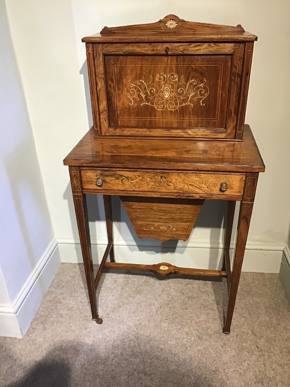 Antique ladies combination writing work table View II