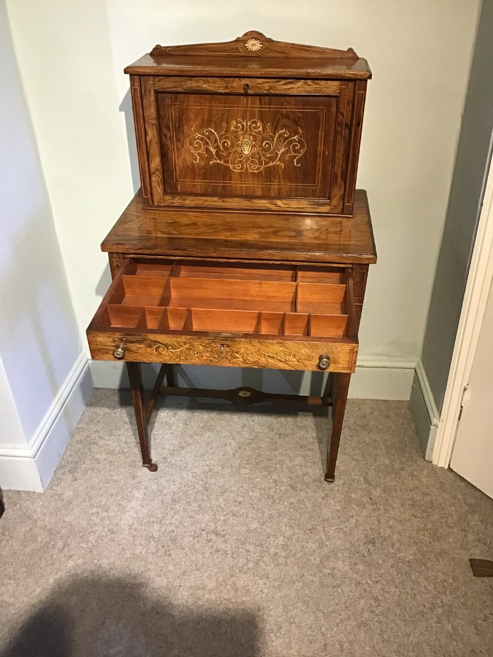 Antique ladies combination writing work table View III