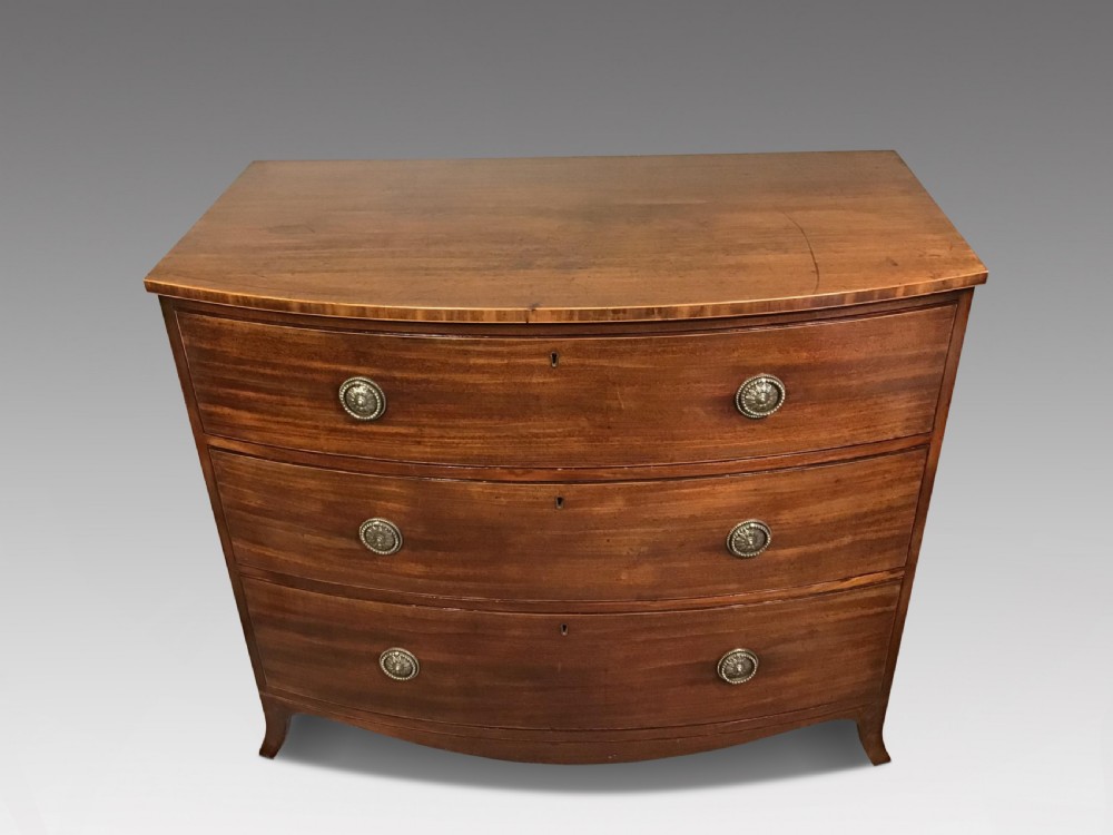 Antique mahogany bow front chest of drawers View II