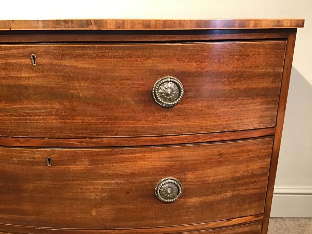 Antique mahogany bow front chest of drawers View VIII