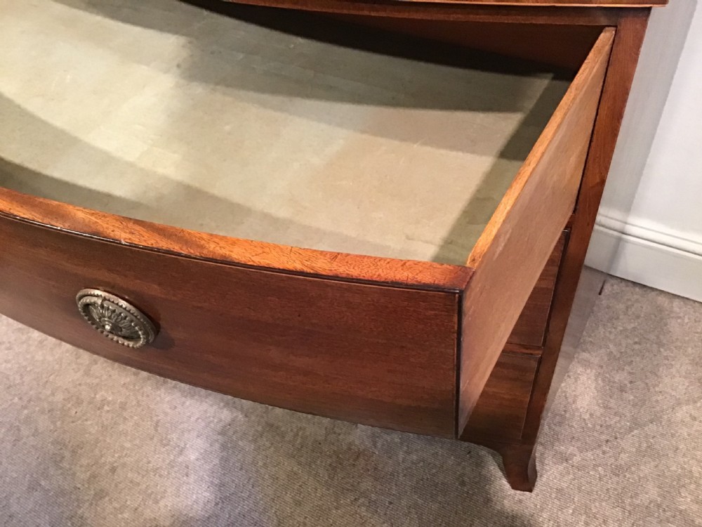 Antique mahogany bow front chest of drawers View IX