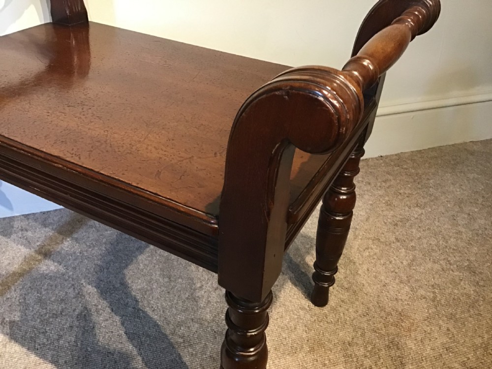 Antique mahogany hall bench View III