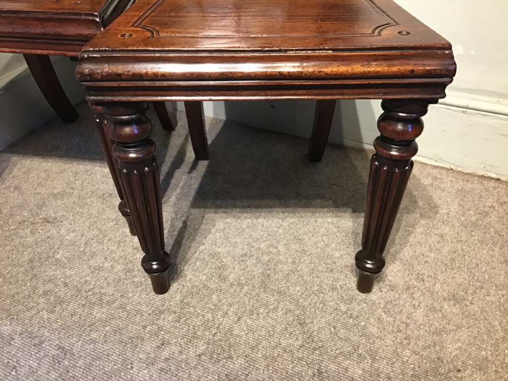 Pair of antique mahogany hall chairs  View II